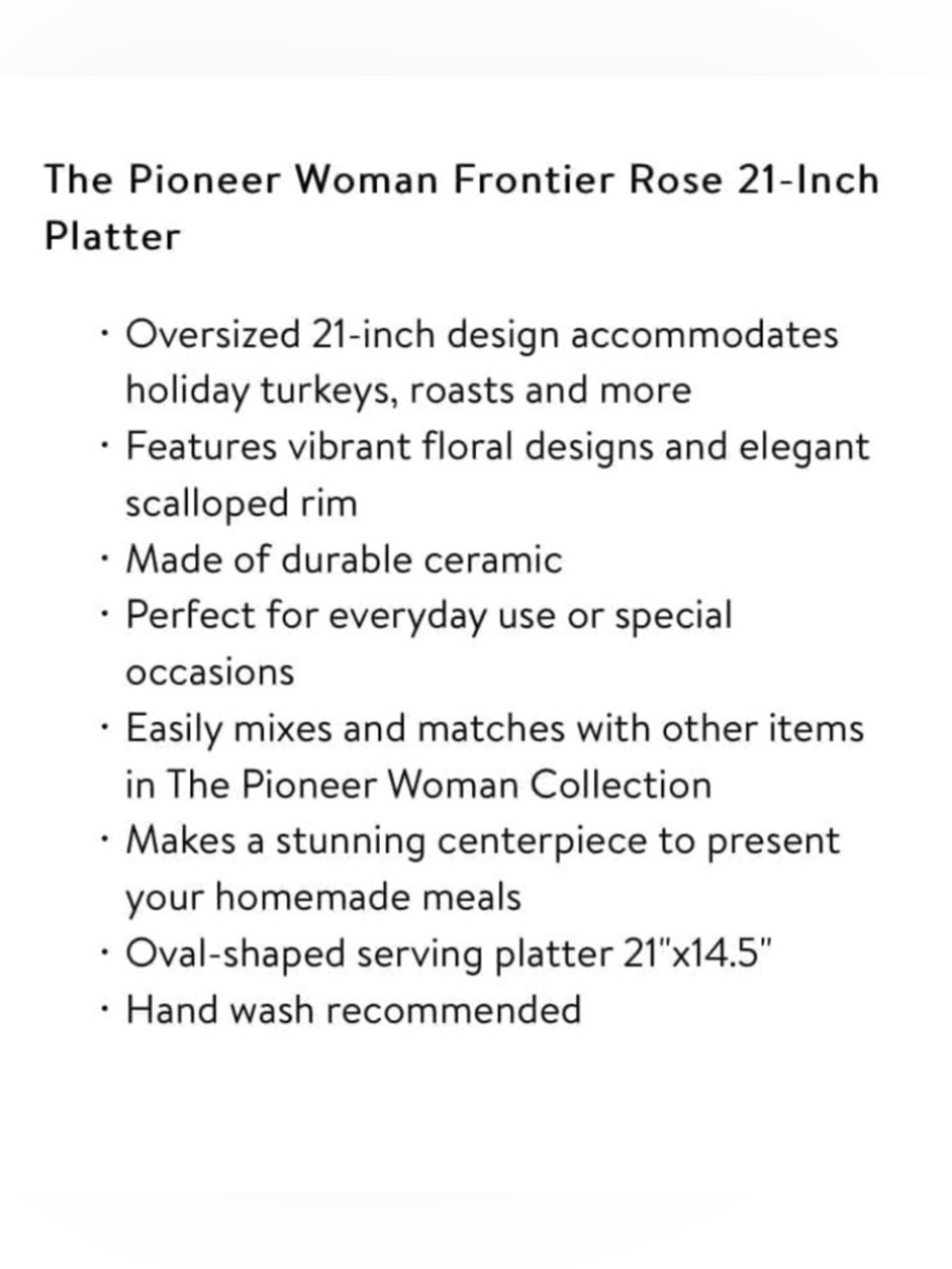 Rare! Only One! 🌺 New Pioneer Woman Frontier Rose Oval Platter Tray - Picture 4 of 7